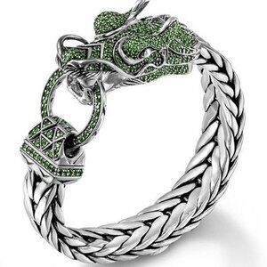 John Hardy Naga Dragon Tsavorite Garnet Sterling Silver Modern Chain Bracelet